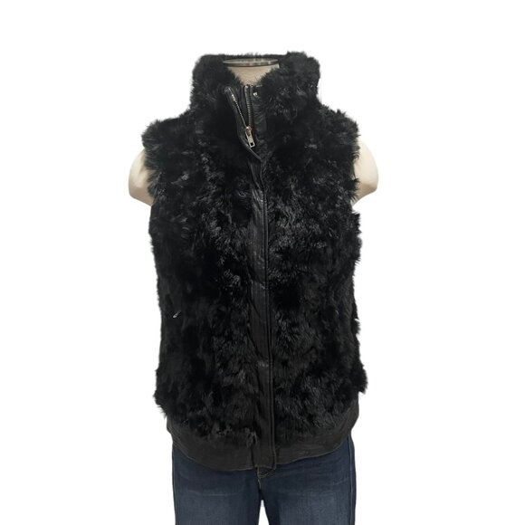 Chic Black Furry M Vest Zip-Up Winter Cozy Hippie Boho Chic Versatile Plush Warm - Picture 9 of 11